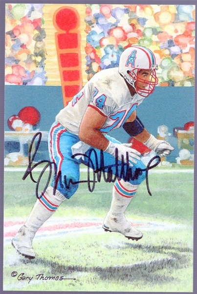 Autographed 2007 Goal Line Art Pro FB HOF Cards #238 Bruce Matthews, Oilers