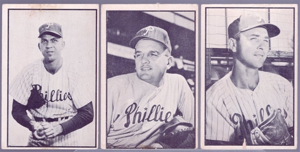 1953 Bowman Bb B&W- 3 Diff Phillies