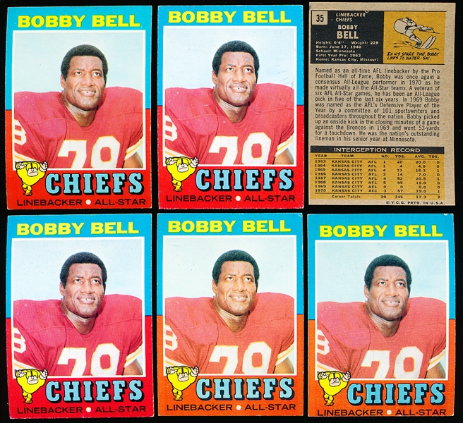 1971 Topps Fb- #35 Bobby Bell, Chiefs- 18 cards