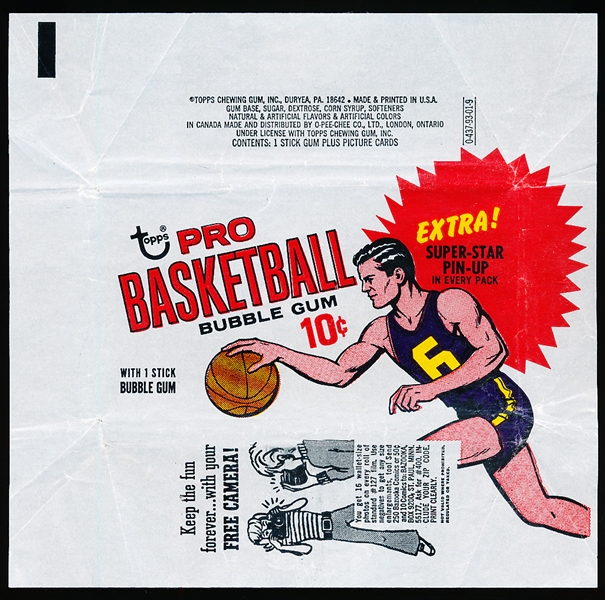 1969-70 Topps Basketball- 10 Cent Wrapper- Free Camera side panel