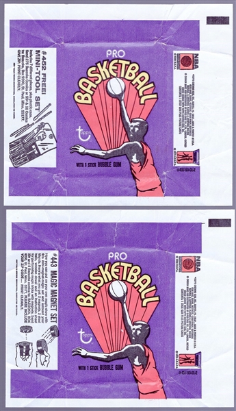 1972-73 Topps Basketball Wrappers- 2 Wrappers- two diff side panels(Magic Magnet Set, Mini-Tool Set).