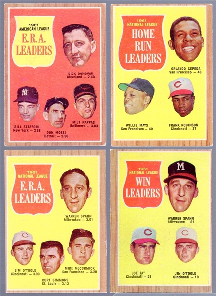 1962 Topps Bb- 4 Diff Leaders