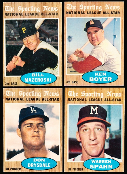 1962 Topps Bb- 4 Diff All Stars