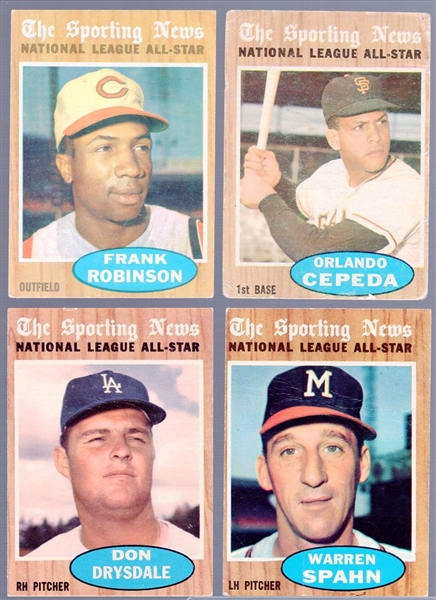 1962 Topps Bb- 4 Diff All Stars