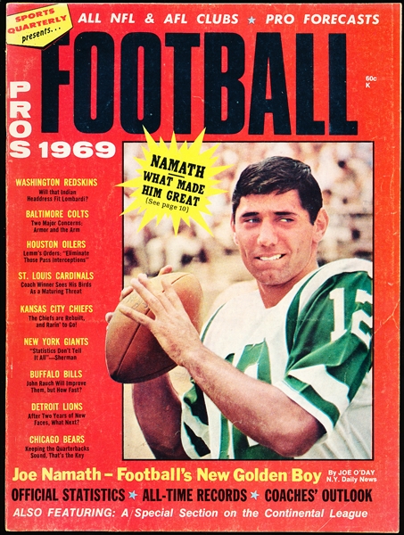 1969 Sports Quarterly “Pro Football 1969” Magazine- Joe Namath Jets Cover