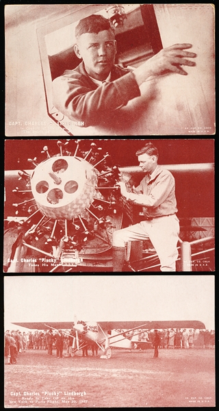 1920’s Exhibit “Charles Lindbergh” Cards- 3 Diff.