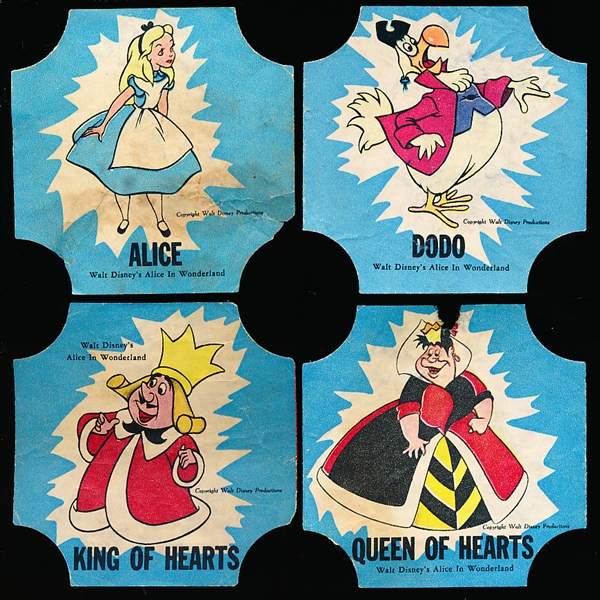 Early 1950’s Walt Disney “Alice in Wonderland” Bread End Labels- 4 Diff.