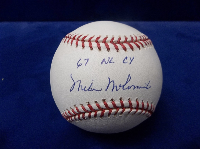 Autographed & Inscribed Mike McCormick Official MLB Baseball- Tri-Star Authenticated