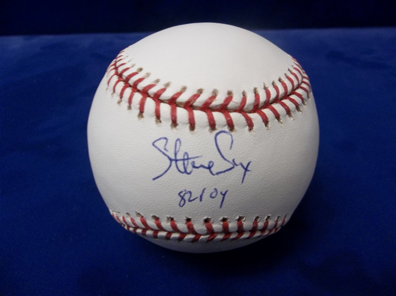 Autographed & Inscribed Steve Sax Official MLB Baseball- Tri-Star Authenticated