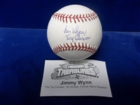 Autographed & Inscribed Jim Wynn Official MLB Baseball- Tri-Star Authenticated