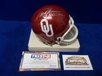 Autographed & Inscribed Steve Owens University of Oklahoma NCAA Football Mini-Helmet- Tri-Star Authenticated