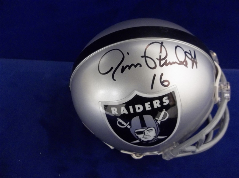 Autographed & Inscribed Jim Plunkett Oakland Raiders NFL Mini-Helmet- Tri-Star Authenticated