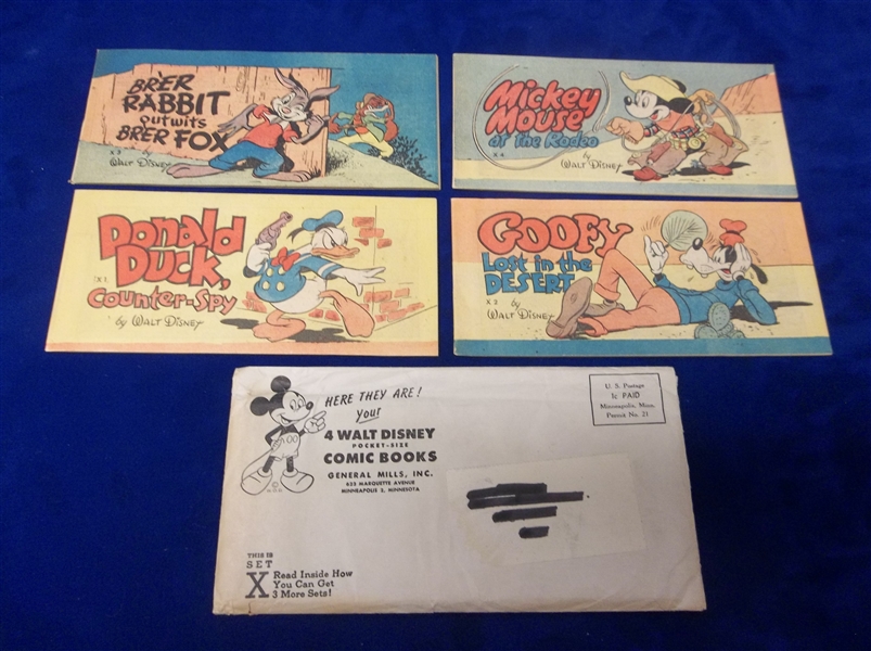 1947 Cheerios “Walt Disney Comic Books Series X” Complete Set of 4 Booklets in Original Mailing Envelope! 