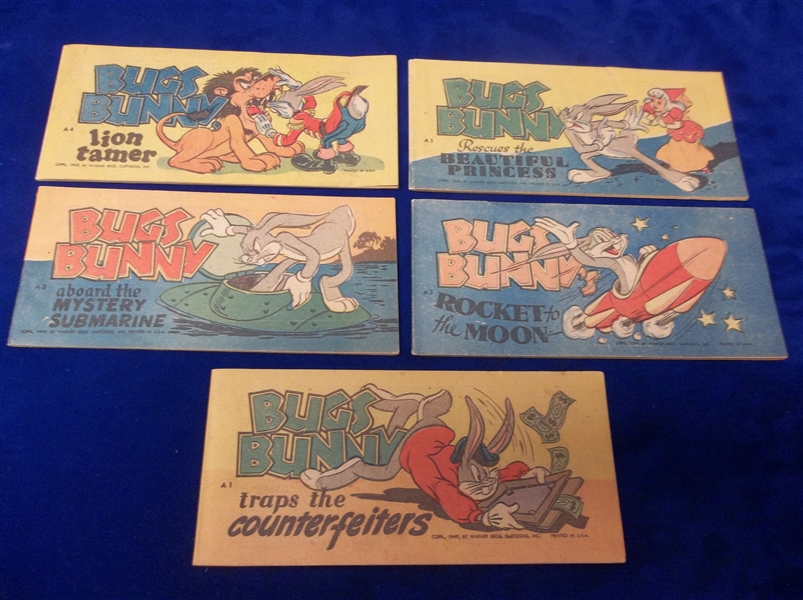 1949 Quaker Oats “Warner Brothers Bugs Bunny Comic Books Series A” Complete Set of 5