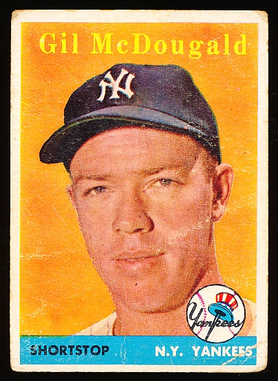 1958 Topps Baseball- #20 Gil McDougald- Yellow Letters Version