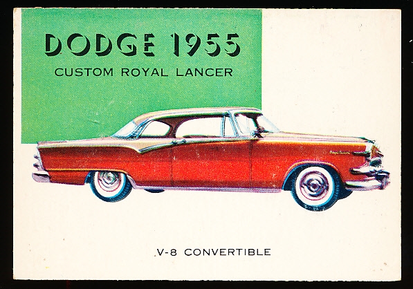 1953-55 Topps “World on Wheels” (R714-24)- #179 Dodge 1955 Custom Royal Lancer- Hi# - Blue Back