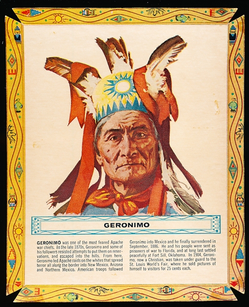 1962 Kellogg’s “Famous Indian Chief Portraits” (F273-7b)- Geronimo