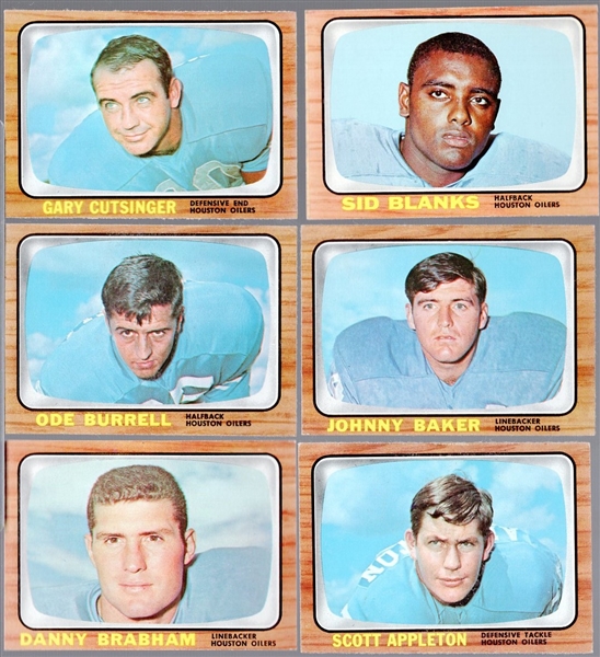 1966 Topps Football- 6 Diff Houston Oilers