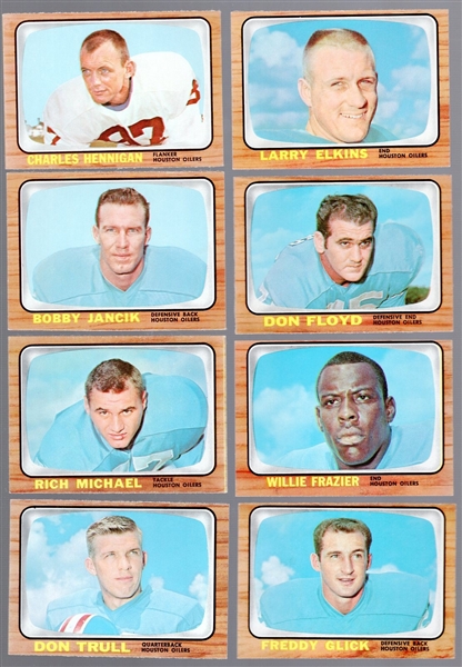 1966 Topps Football- 8 Diff Houston Oilers