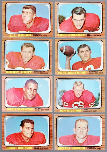 1966 Topps Football- 8 Diff KC Chiefs