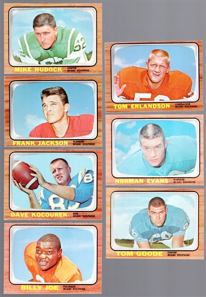 1966 Topps Football- 7 Diff Miami Dolphins