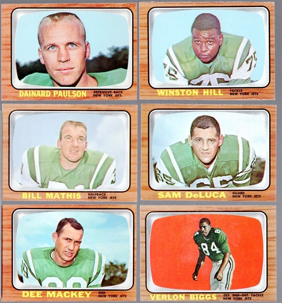 1966 Topps Football- 6 Diff NY Jets