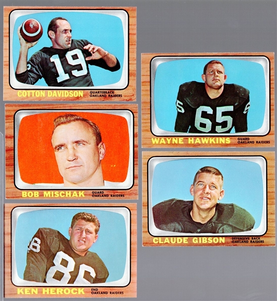 1966 Topps Football- 5 Diff Oakland Raiders