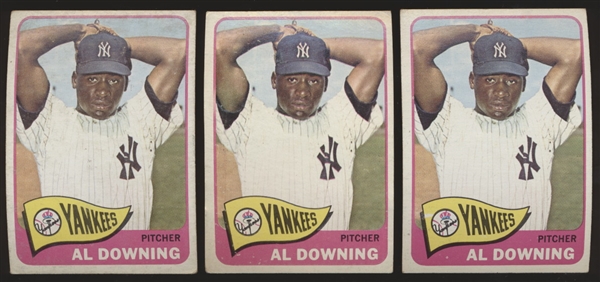 1965 Topps Bb- #598 Al Downing, Yankees- 3 Cards