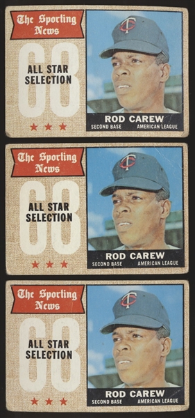 1968 Topps Bb- #363 Rod Carew AS- 3 Cards