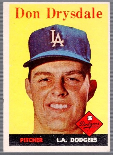 1958 Topps Baseball- #25 Don Drysdale, Dodgers