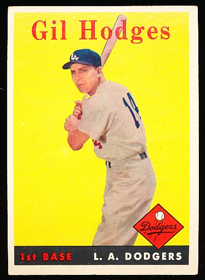 1958 Topps Baseball- #162 Gil Hodges, Dodgers