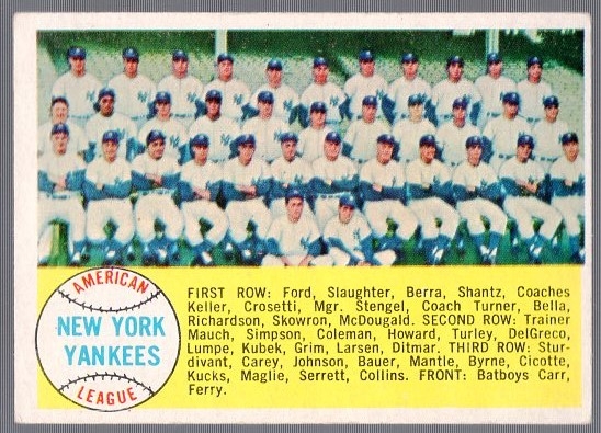 1958 Topps Baseball- #246 Yankees Team