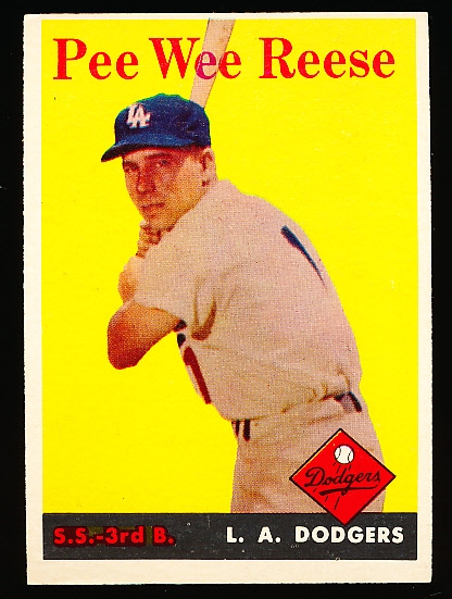 1958 Topps Baseball- #375 Pee Wee Reese, Dodgers