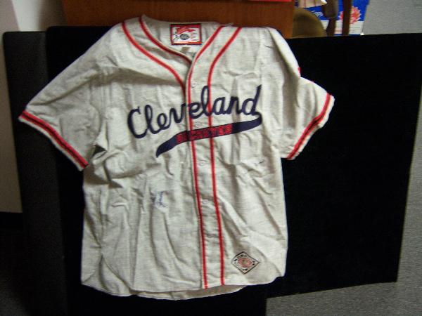 Ebbets Field Flannels Cleveland Buckeyes Negro League Replica Jersey Autographed by Sam Jethroe and Willie Grace