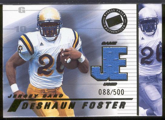 2002 Press Pass JE Football- "Game Used Jerseys"- #JE-DF DeShaun Foster, UCLA- #88/500