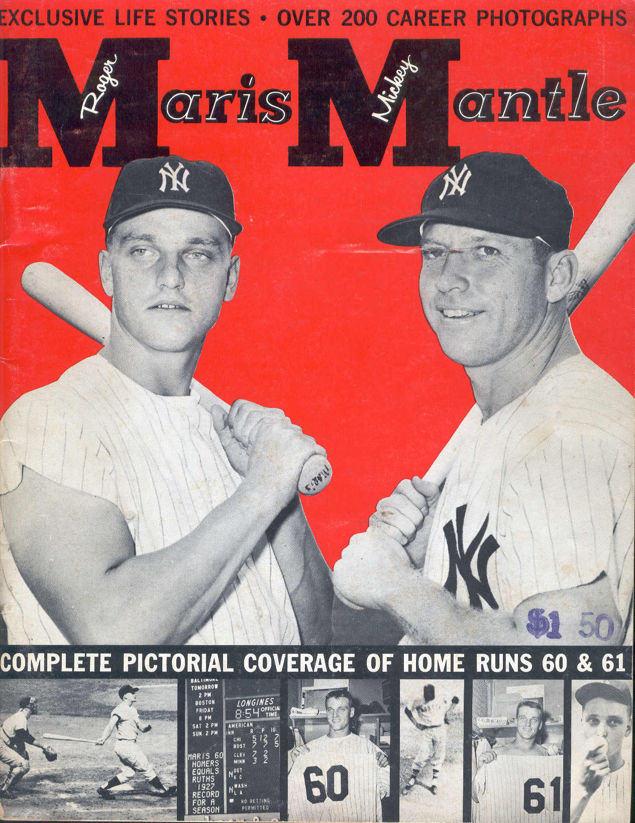 Safe at Home!, Mickey Mantle, Roger Maris, 1962 | Large Solid-Faced Canvas Wall Art Print | Great Big Canvas