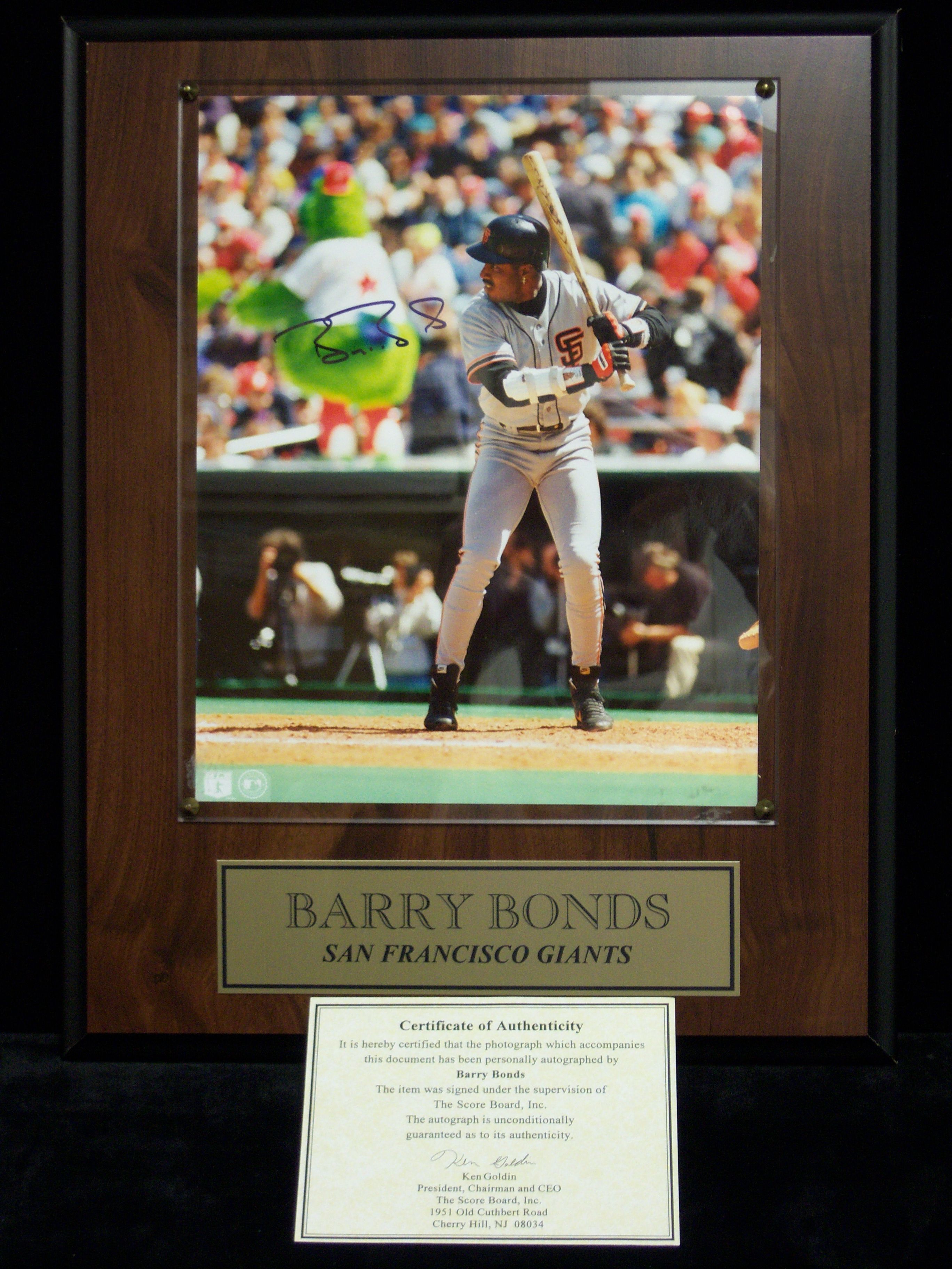 Barry Bonds Plaque With Game Used Jersey Card San Francisco 