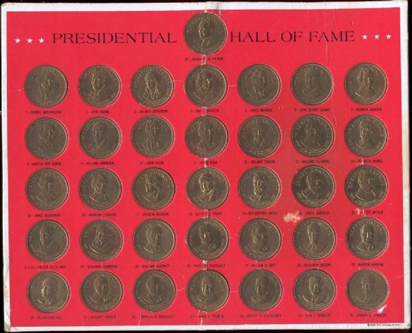 1968 Franklin Mint Complete Set of 36 “Presidential Hall of Fame” Coins In Original Place Holder Backer Board!