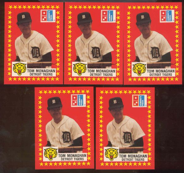 1984 Dominos Pizza Tom Monaghan(Detroit Tigers Owner) Cards- 5 Cards