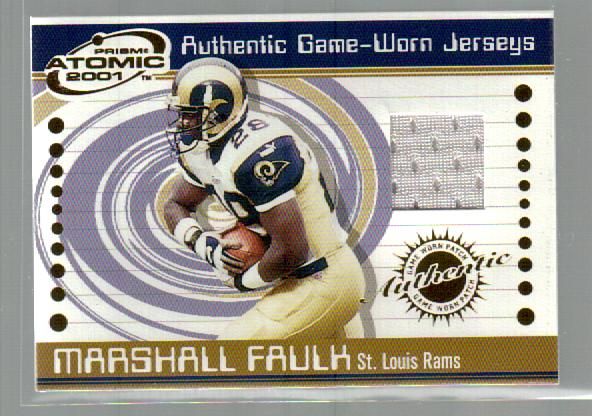 Lot Detail - 2001 Pacific Prism Atomic Ftbl. “Game Jersey” #75 Marshall  Faulk, Rams