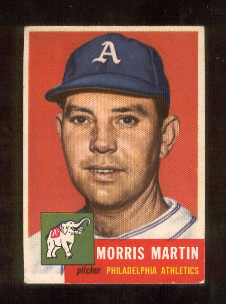 1953 Topps Baseball- #227 Morrie Martin, A’s- Hi#