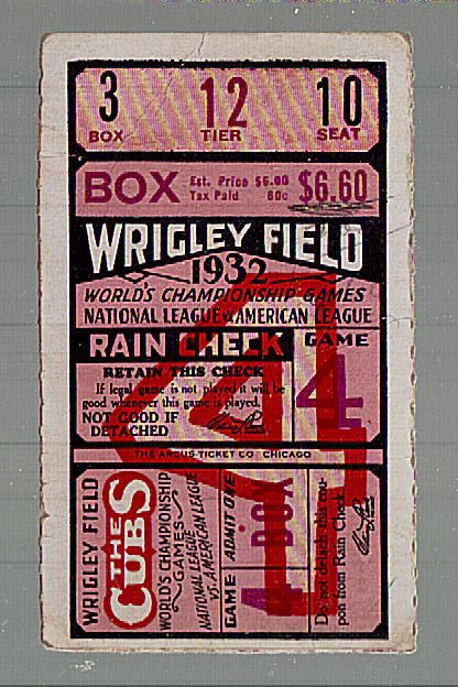 Lot Detail - 1932 World Series Ticket Stub- Game #4- New York Yankees @  Chicago Cubs