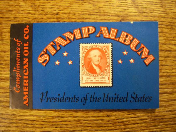 1936 American Oil Co. “Presidents of the United States” Stamp Album with All Stamps Neatly Affixed!