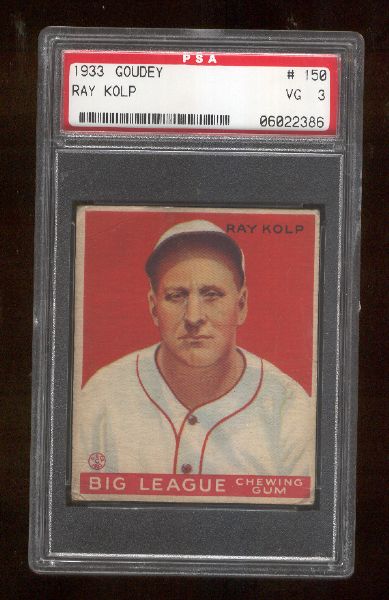 1933 Goudey Bb- #150 Ray Kolp, Reds- PSA Vg 3 