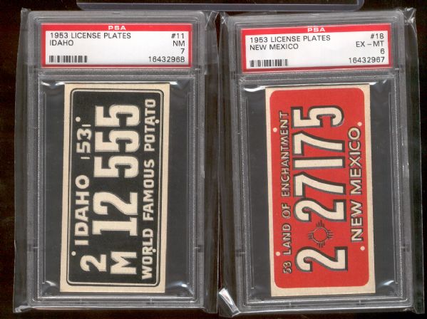 1953 Topps License Plates- 2 Diff. PSA Graded cards