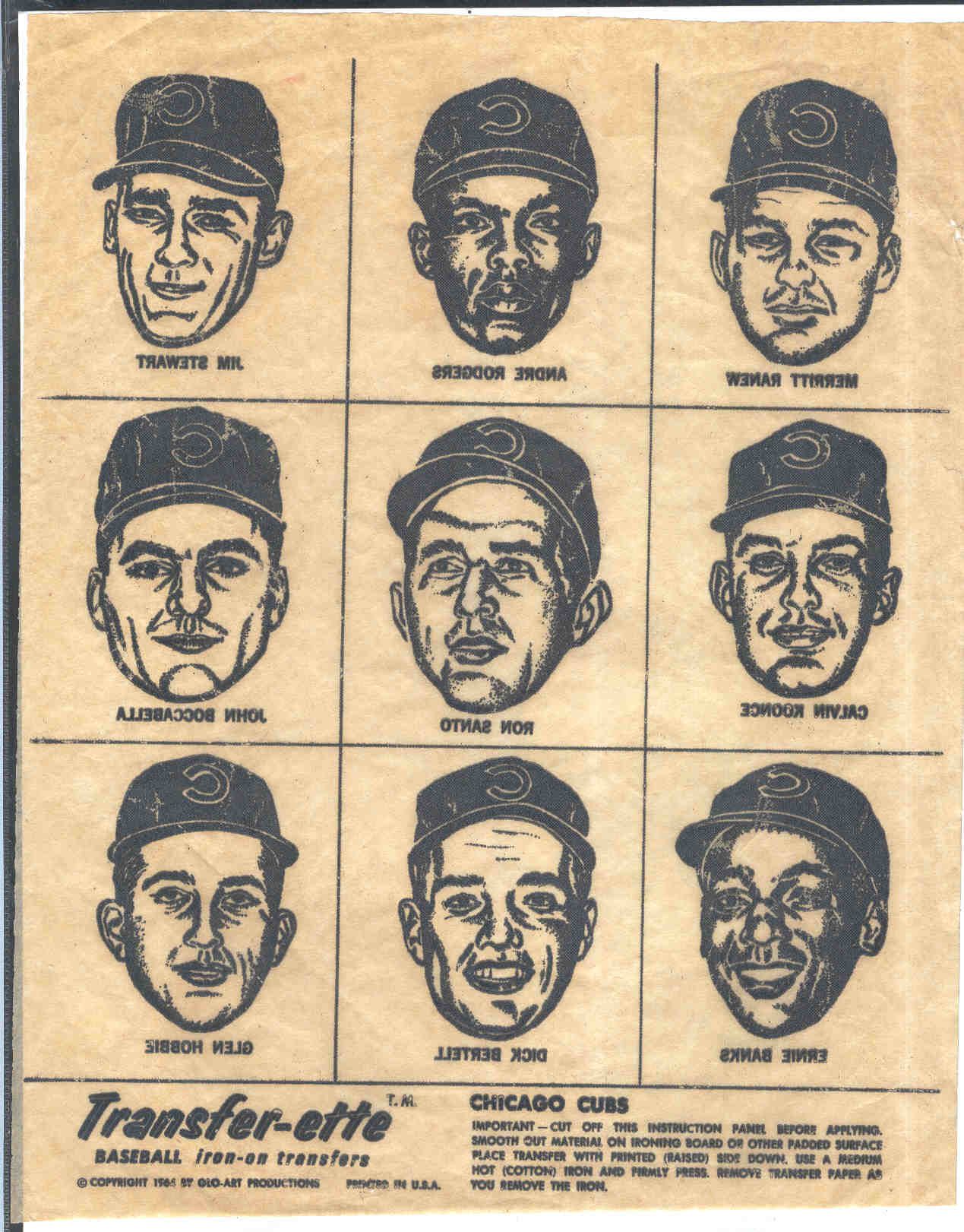 Lot Detail 1964 Transfer Ette Bsbl Chicago Cubs 2 Diff Sheets