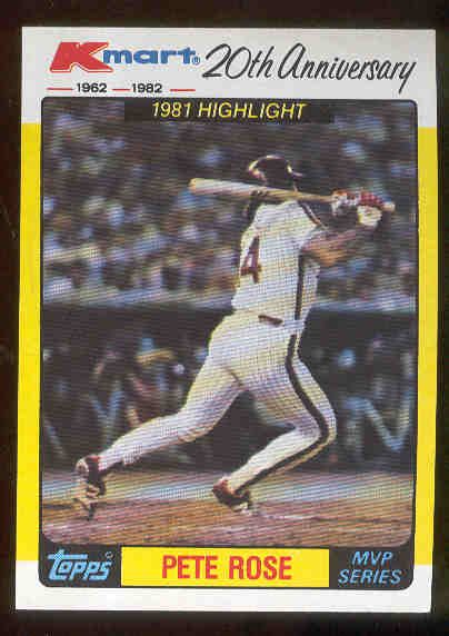 1982 Topps K-Mart MVP Baseball- #44 Pete Rose, 1981 Phillies Highlight- 100 Cards