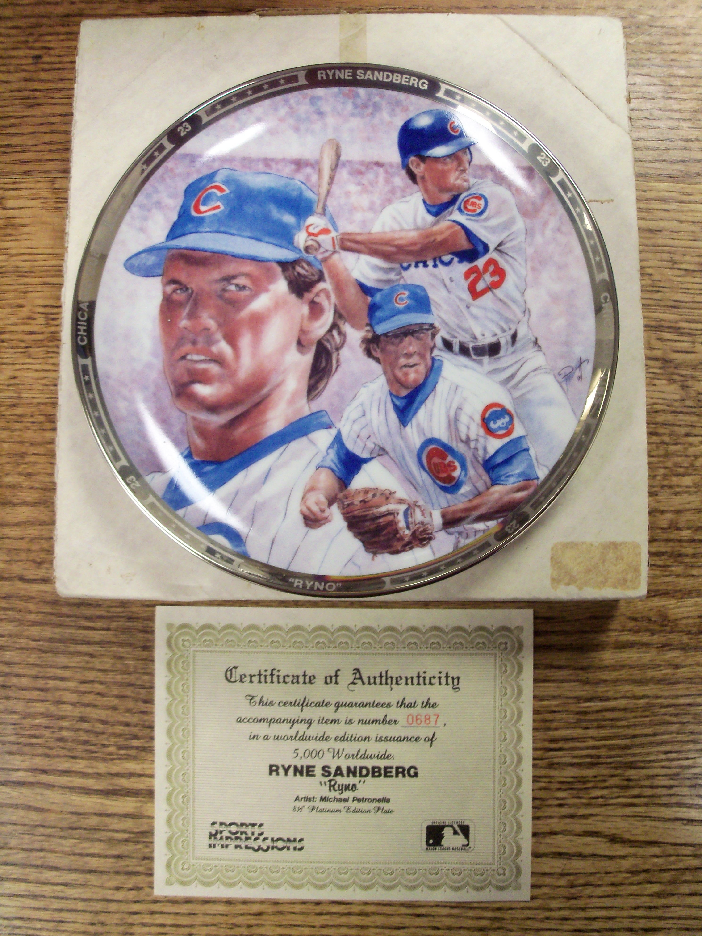 RYNE SANDBERG RYNO CHICAGO CUBS PLATINUM EDITION PLATE - NEW