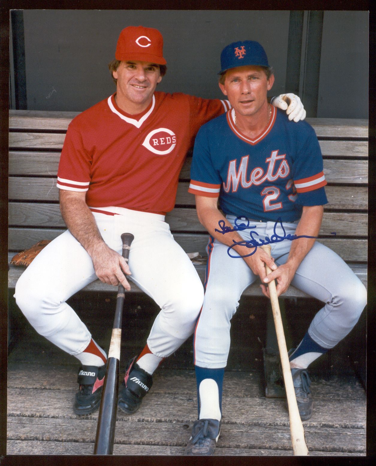 Bud Harrelson vs. Pete Rose Autographed 8x10