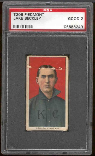 1909-11 T206 Bb- Jake Beckley, Kansas City- PSA Good  2 – Hall of Famer! Piedmont 350 back